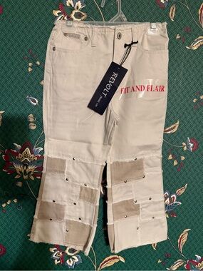 Y2K Toddler Fit and Flair Beige Patchwork Jeans